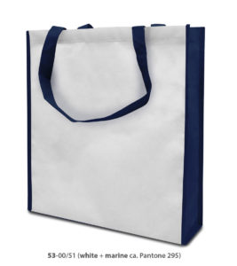 Non-Woven Tasche Lisboa in weiss/dunkelblau