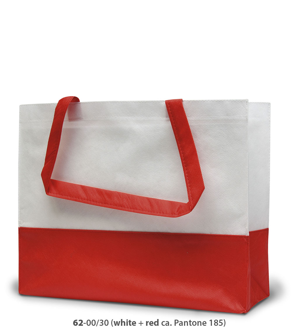 Non-Woven Tasche Roma in weiss / rot